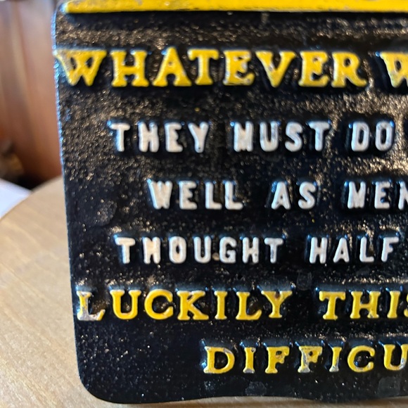 Vintage cast metal trivet, farmhouse, kitsch, Whatever Women do, Thanksgiving - Picture 2 of 5